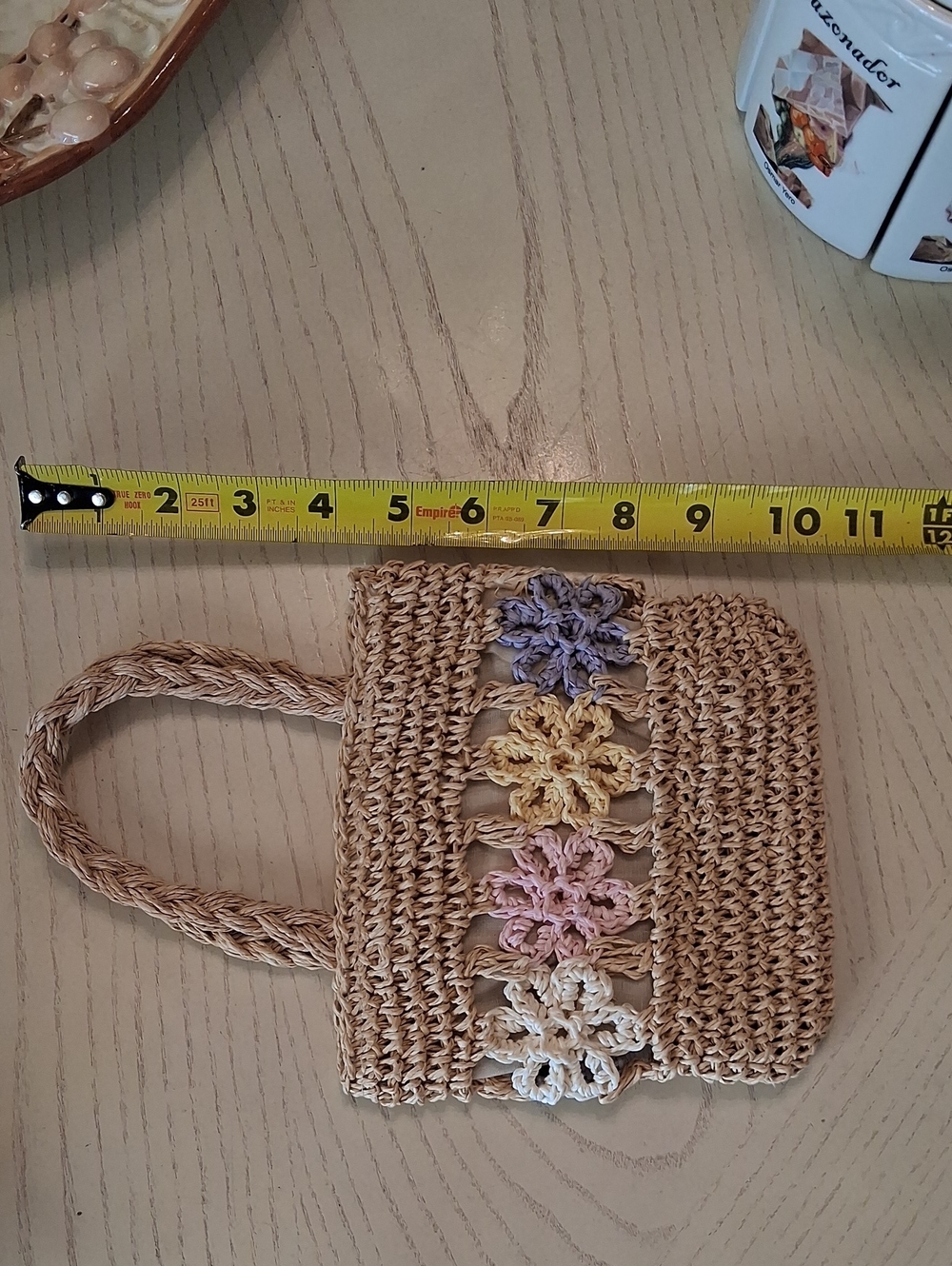 Floral Straw Bag Tote Brown & Multicolor. NW OT. Extra Small For Baby Girl. - Picture 13 of 16